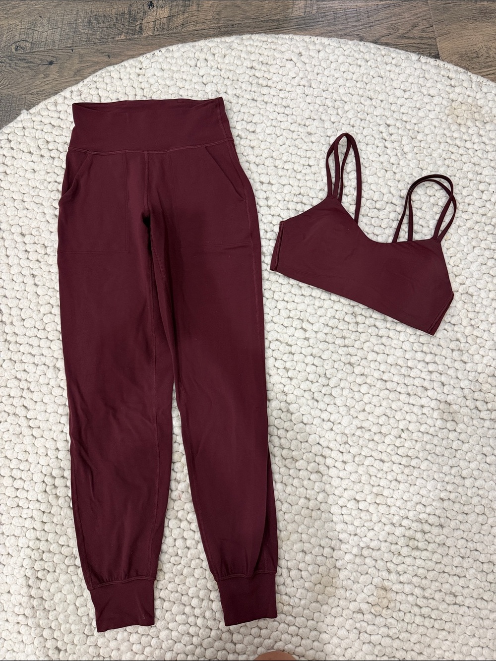 lululemon athletica Maroon High-Rise Joggers with Matching Bra